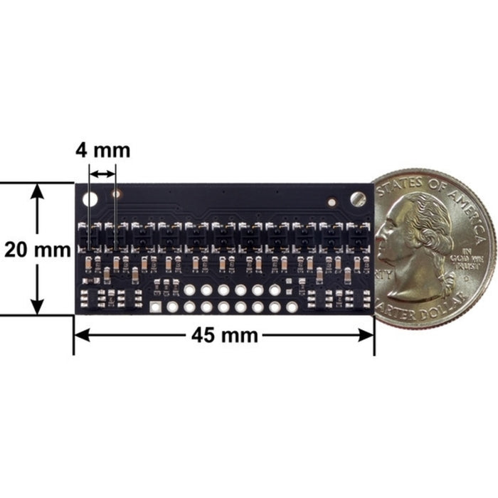 QTRX-HD-11RC Reflectance Sensor Array: 11-Channel, 4mm Pitch, RC Output, Low Current