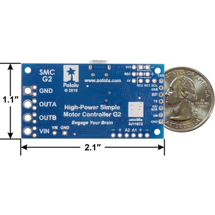 High-Power Simple Motor Controller G2 18v15 (Connectors Soldered)