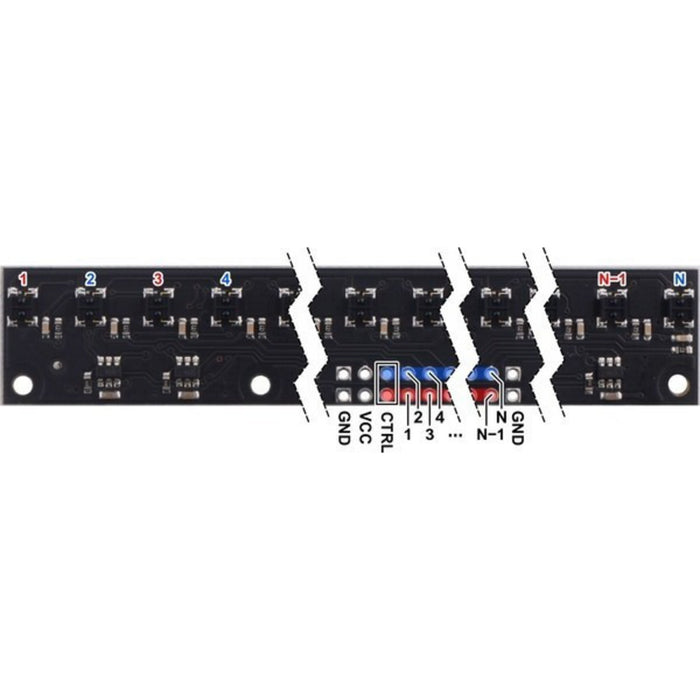 QTRX-MD-16RC Reflectance Sensor Array: 16-Channel, 8mm Pitch, RC Output, Low Current