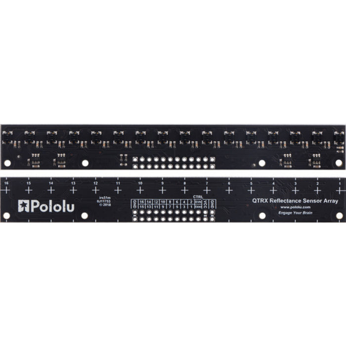 QTRX-MD-16RC Reflectance Sensor Array: 16-Channel, 8mm Pitch, RC Output, Low Current