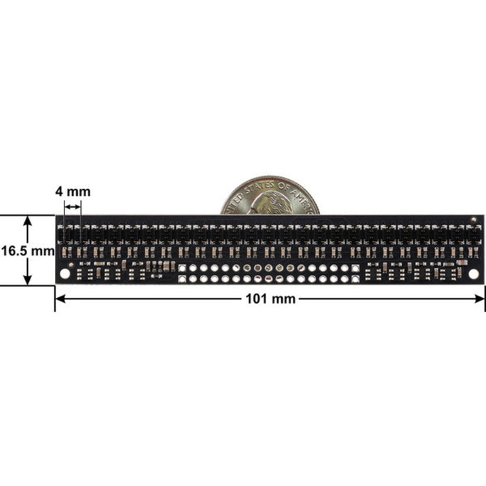 QTRX-HD-25RC Reflectance Sensor Array: 25-Channel, 4mm Pitch, RC Output, Low Current