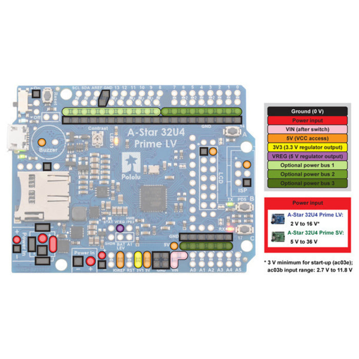 A-Star 32U4 Prime LV microSD with LCD