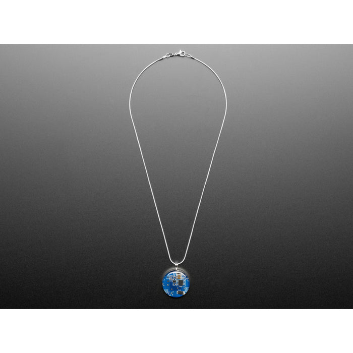 Blue Circuit Board Pendant Necklace with Silver Chain