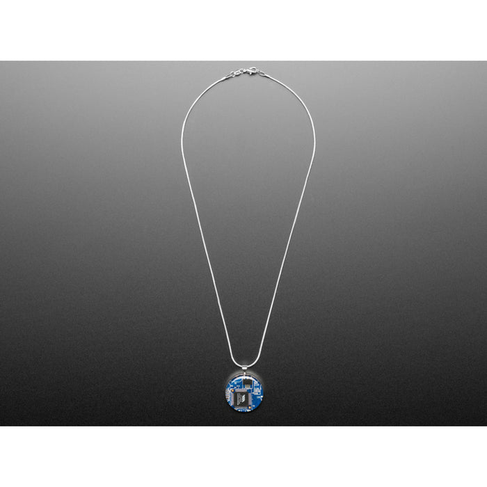 Blue Circuit Board Pendant Necklace with Silver Chain