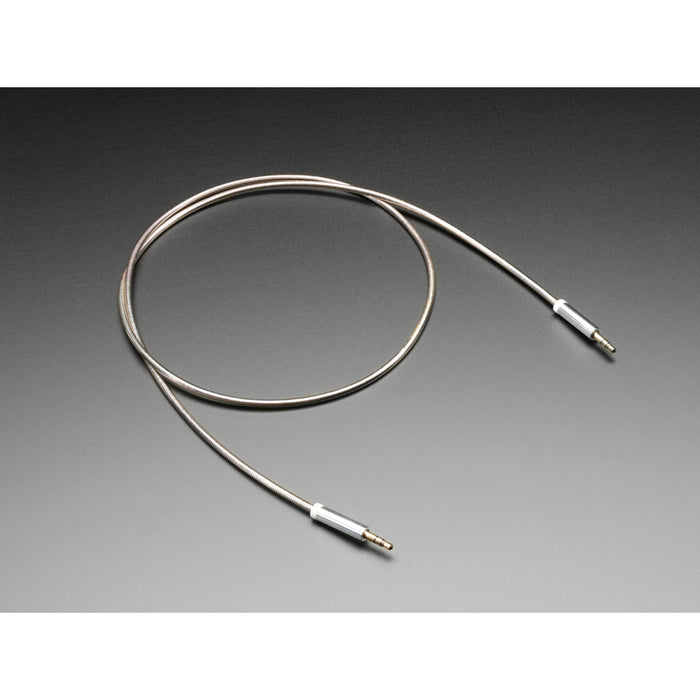 3.5mm Stereo Male/Male Audio Cable - Silver Metal - 1 meter long