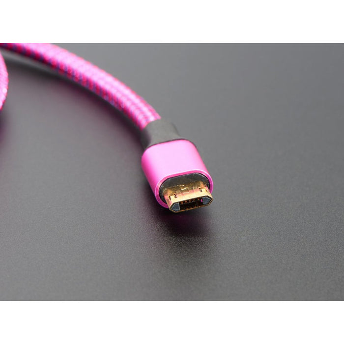 Fully Reversible Pink/Purple USB A to micro B Cable - 1m long