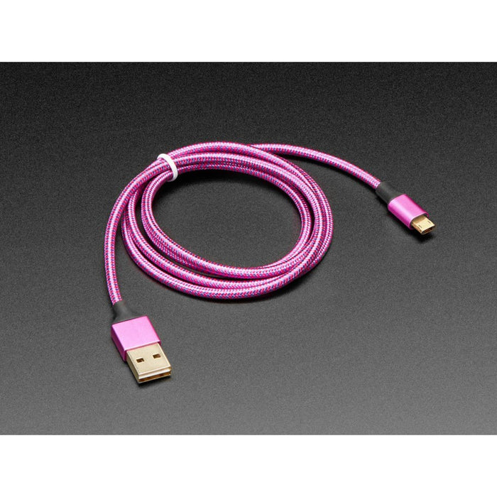 Fully Reversible Pink/Purple USB A to micro B Cable - 1m long