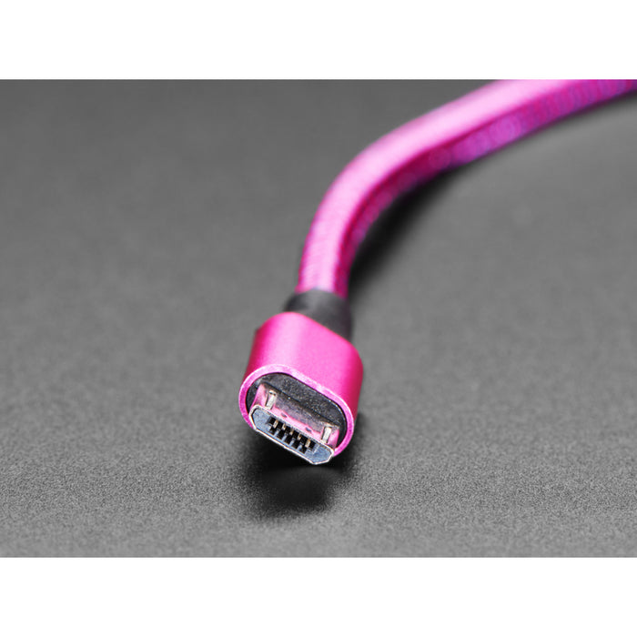 Pink and Purple Braided USB A to Micro B Cable - 2 meter long