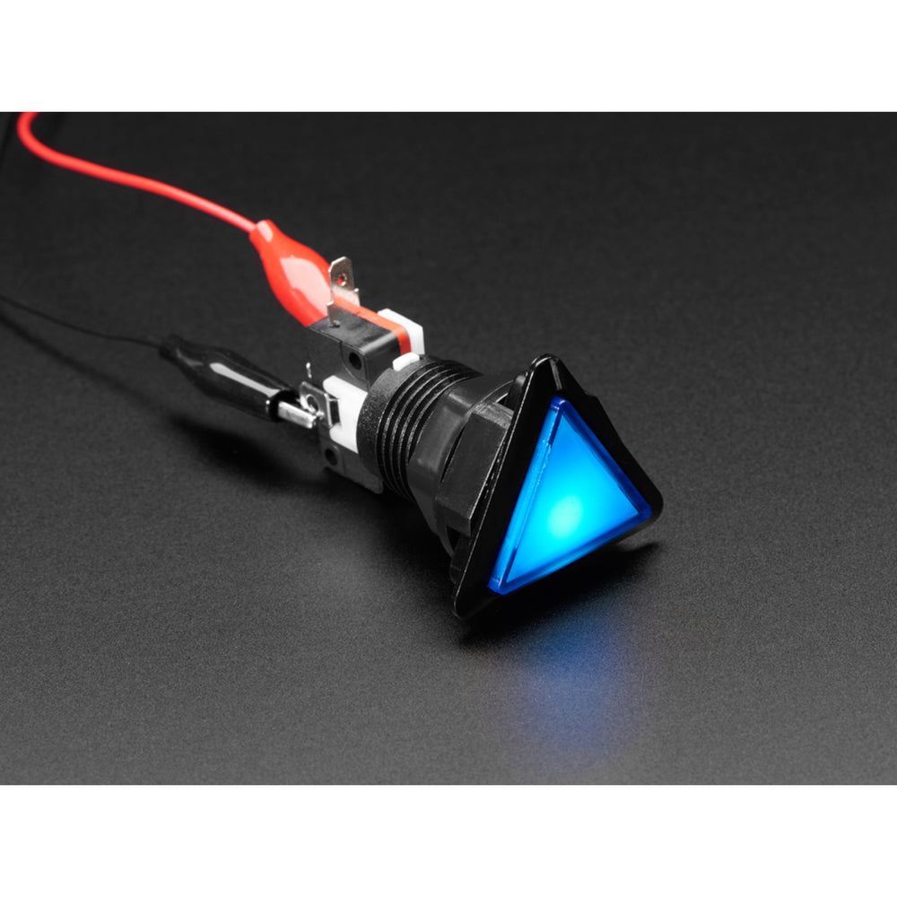 LED Illuminated Triangle Pushbutton A.K.A 1960s Sci-Fi Buttons - Blue