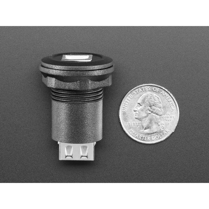 USB B Jack to USB A Jack Round Panel Mount Adapter