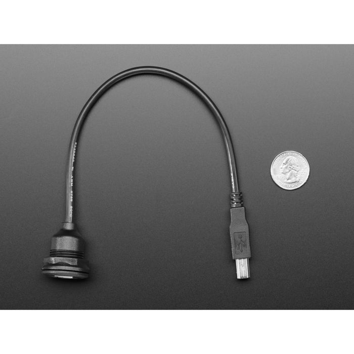 USB B Round Panel Mount Extension Cable - 30cm