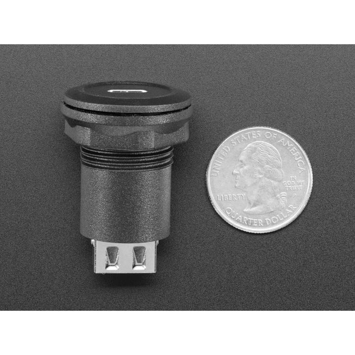 USB C Jack to USB A Jack Round Panel Mount Adapter