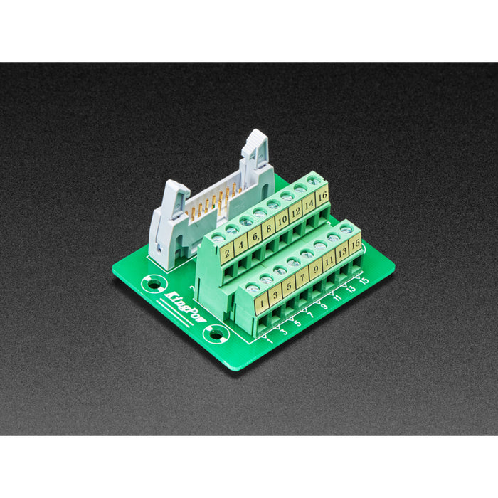 DIN Rail 2x8 IDC to Terminal Block Adapter Breakout