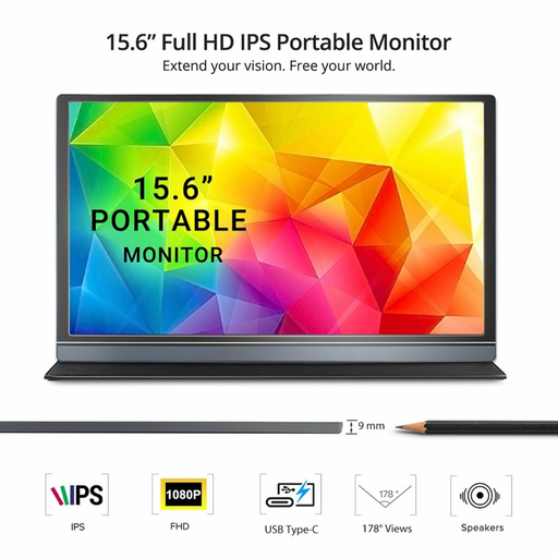 Products MF156C 15.6 Inch 1080P IPS 1920 x 1080 Portable Monitor Full HD USB Type C HDMI Display with Smart Cover