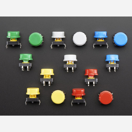 Colorful Round Tactile Button Switch Assortment - 15 pack