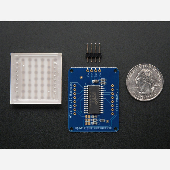 Adafruit Small 1.2" 8x8 LED Matrix w/I2C Backpack - Blue