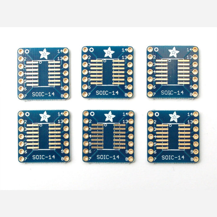 Adafruit SMT breakout PCB for SOIC or TSSOP - various sizes - 14 pin - pack of six