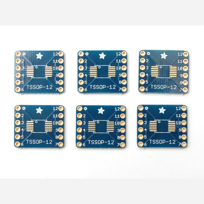 Adafruit SMT breakout PCB for SOIC or TSSOP - various sizes - 12 pin - pack of six