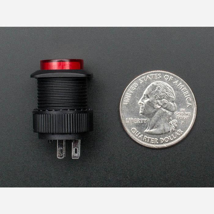 16mm Illuminated Pushbutton - Red Momentary