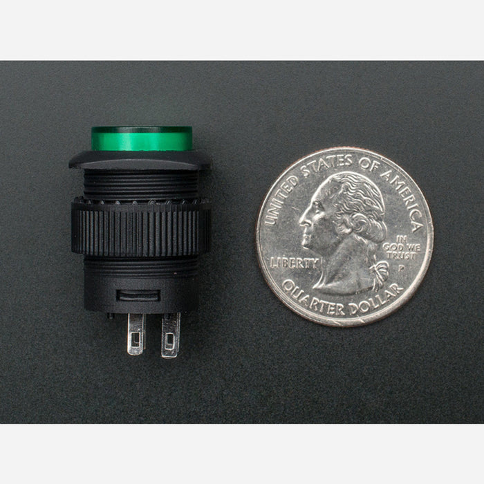 16mm Illuminated Pushbutton - Green Momentary