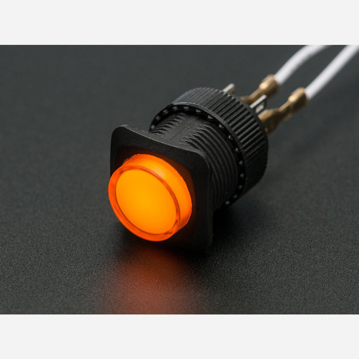 16mm Illuminated Pushbutton - Yellow Momentary