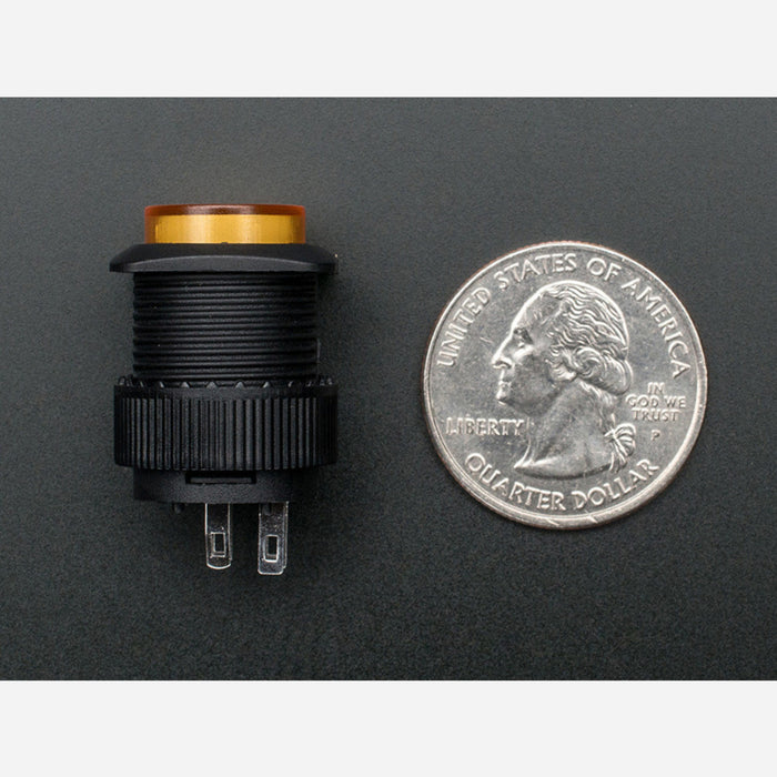 16mm Illuminated Pushbutton - Yellow Momentary