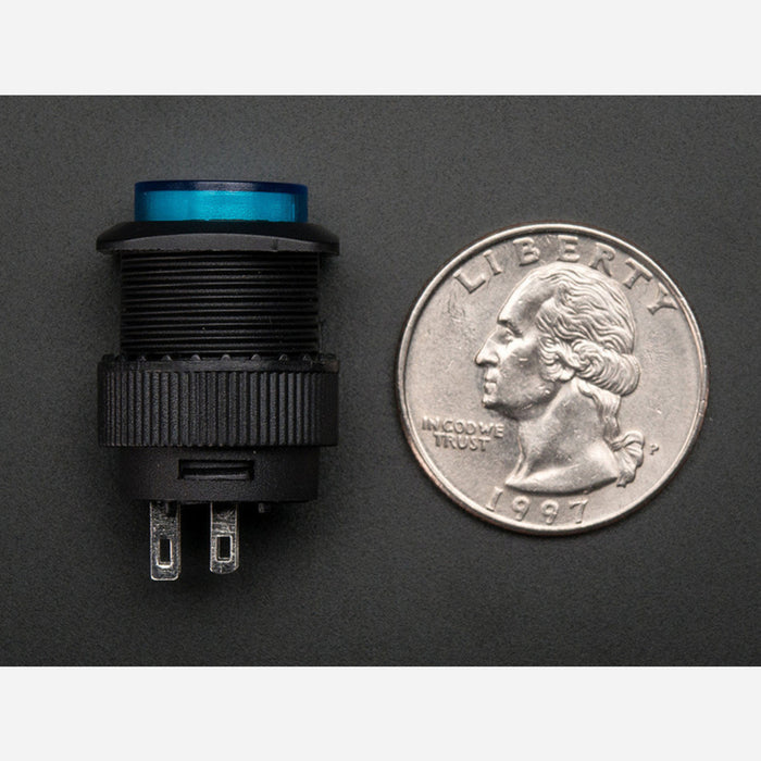 16mm Illuminated Pushbutton - Blue Latching On/Off Switch