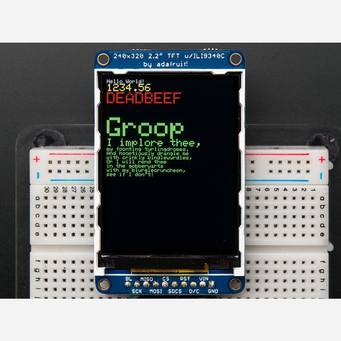 2.2 18-bit color TFT LCD display with microSD card breakout