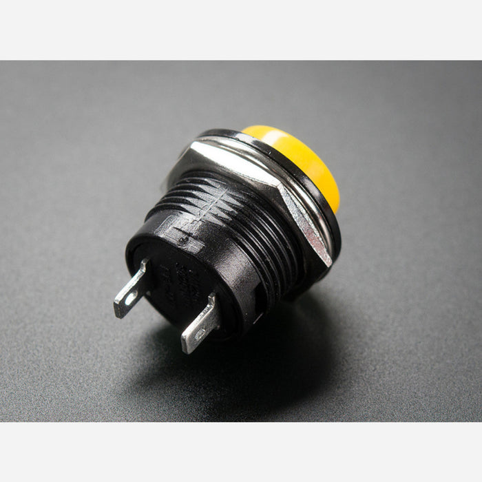 16mm Panel Mount Momentary Pushbutton - Yellow