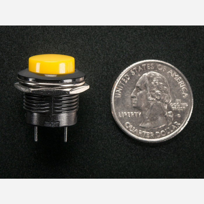 16mm Panel Mount Momentary Pushbutton - Yellow