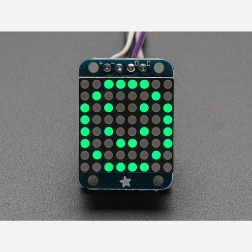 Adafruit Mini 0.7" 8x8 LED Matrix w/I2C Backpack - Pure Green