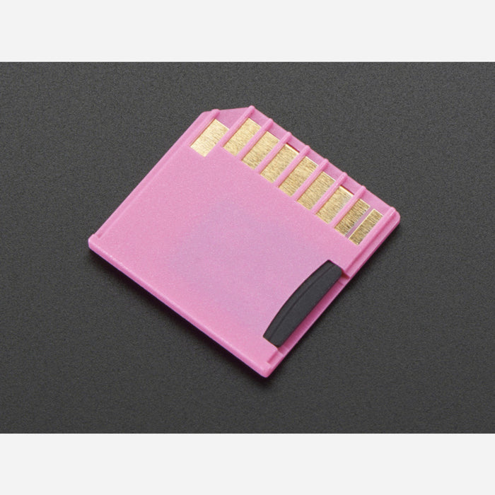 Pink Shortening microSD card adapter for Raspberry Pi & Macbooks