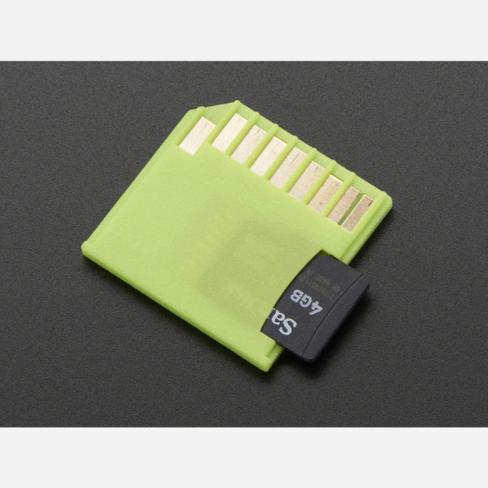 Green Shortening microSD adapter for Raspberry Pi & Macbooks