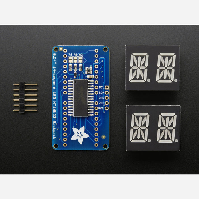 Quad Alphanumeric Display - 0.54" Digits w/ I2C Backpack - Red