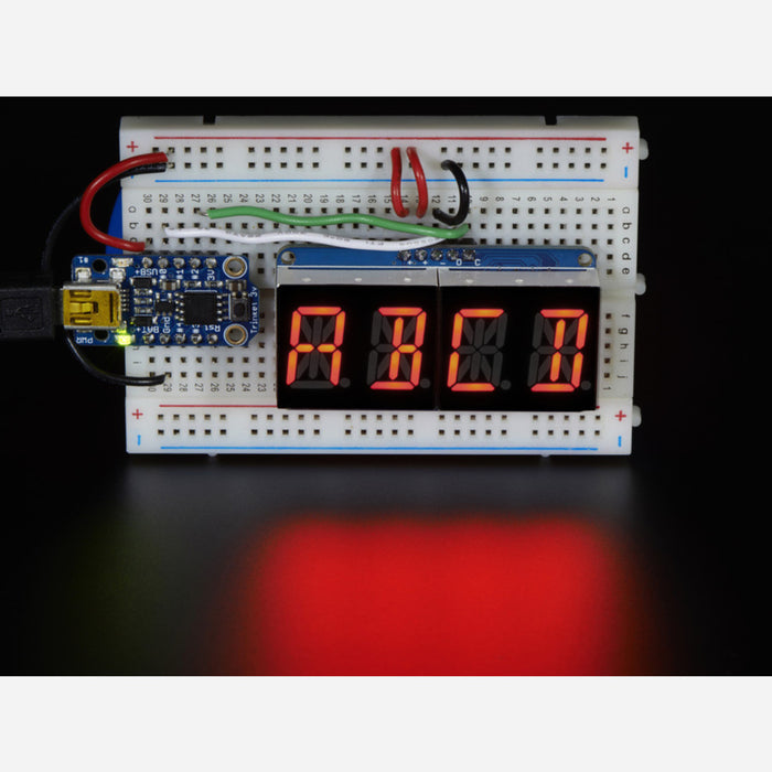 Quad Alphanumeric Display - 0.54" Digits w/ I2C Backpack - Red