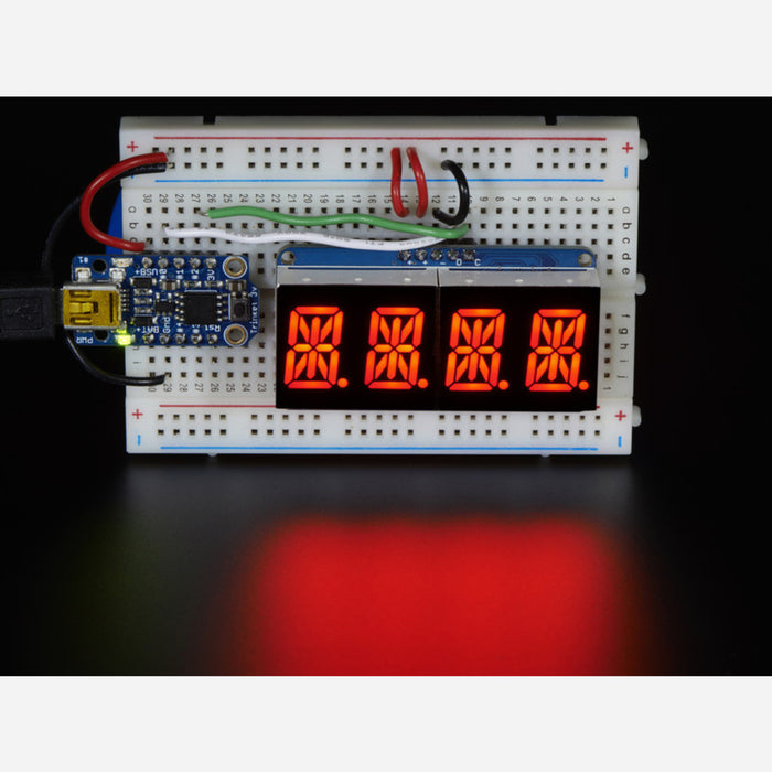 Quad Alphanumeric Display - 0.54" Digits w/ I2C Backpack - Red