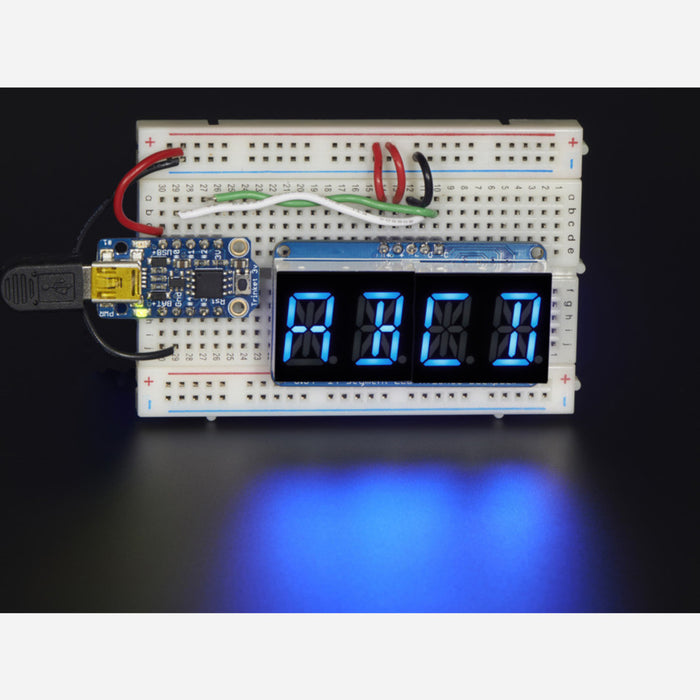 Quad Alphanumeric Display - 0.54" Digits w/ I2C Backpack - Blue