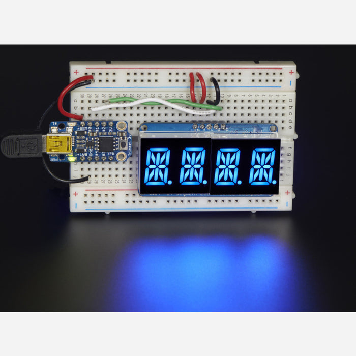 Quad Alphanumeric Display - 0.54" Digits w/ I2C Backpack - Blue