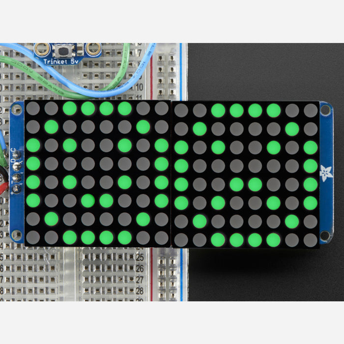 16x8 1.2 LED Matrix + Backpack - Ultra Bright Round Green LEDs