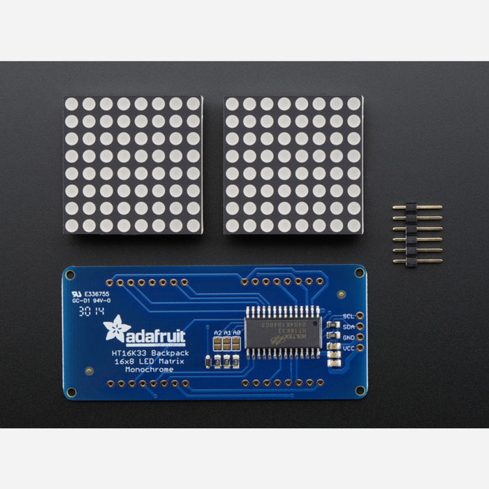 16x8 1.2 LED Matrices+Backpack Round LEDs in Various Colors