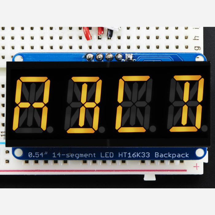 Quad Alphanumeric Display - Yellow 0.54 Digits w/ I2C Backpack