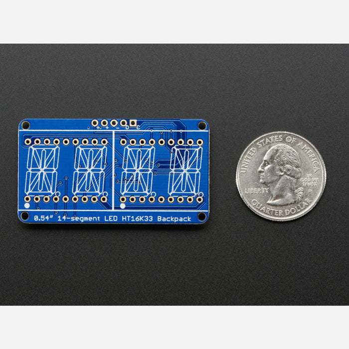 Quad Alphanumeric Display - Yellow 0.54 Digits w/ I2C Backpack