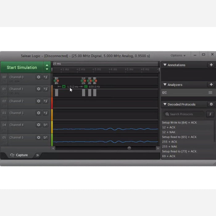 Saleae Logic 4 - 4 Channels Logic / 1 Channel Analog - Black