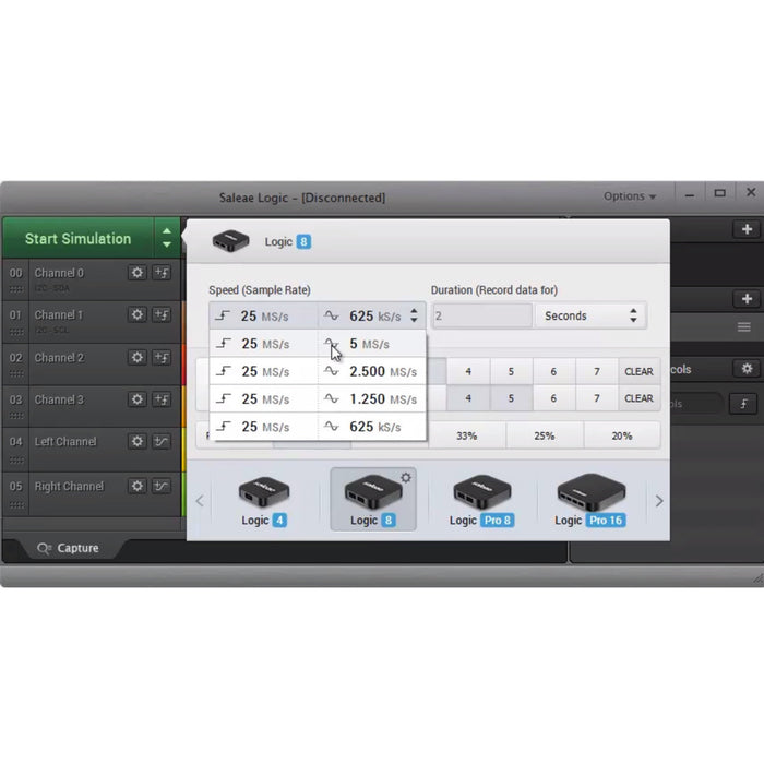 Saleae Logic 8 - 8 Channels Logic + Analog - Black