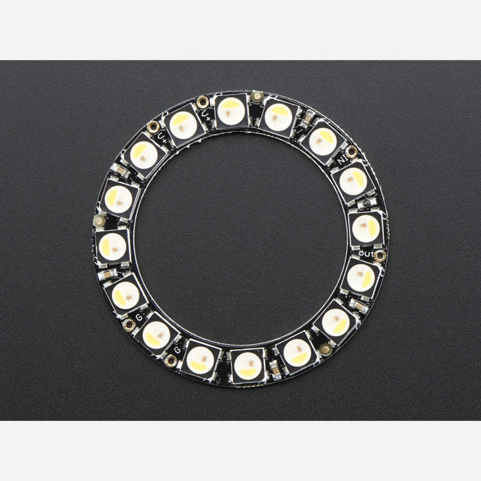 NeoPixel Ring - 16 x 5050 RGBW LEDs w/ Integrated Drivers - Warm White - ~3000K