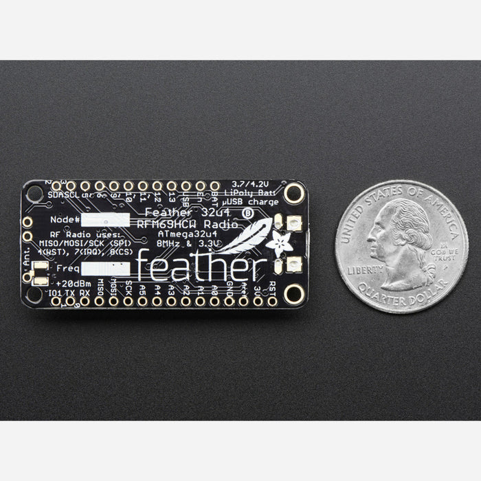 Adafruit Feather 32u4 RFM69HCW Packet Radio - 868 or 915 MHz