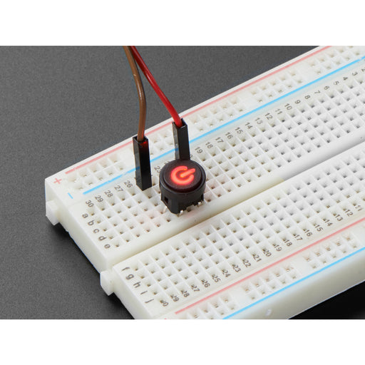 Mini Illuminated Momentary Pushbutton - Red Power Symbol