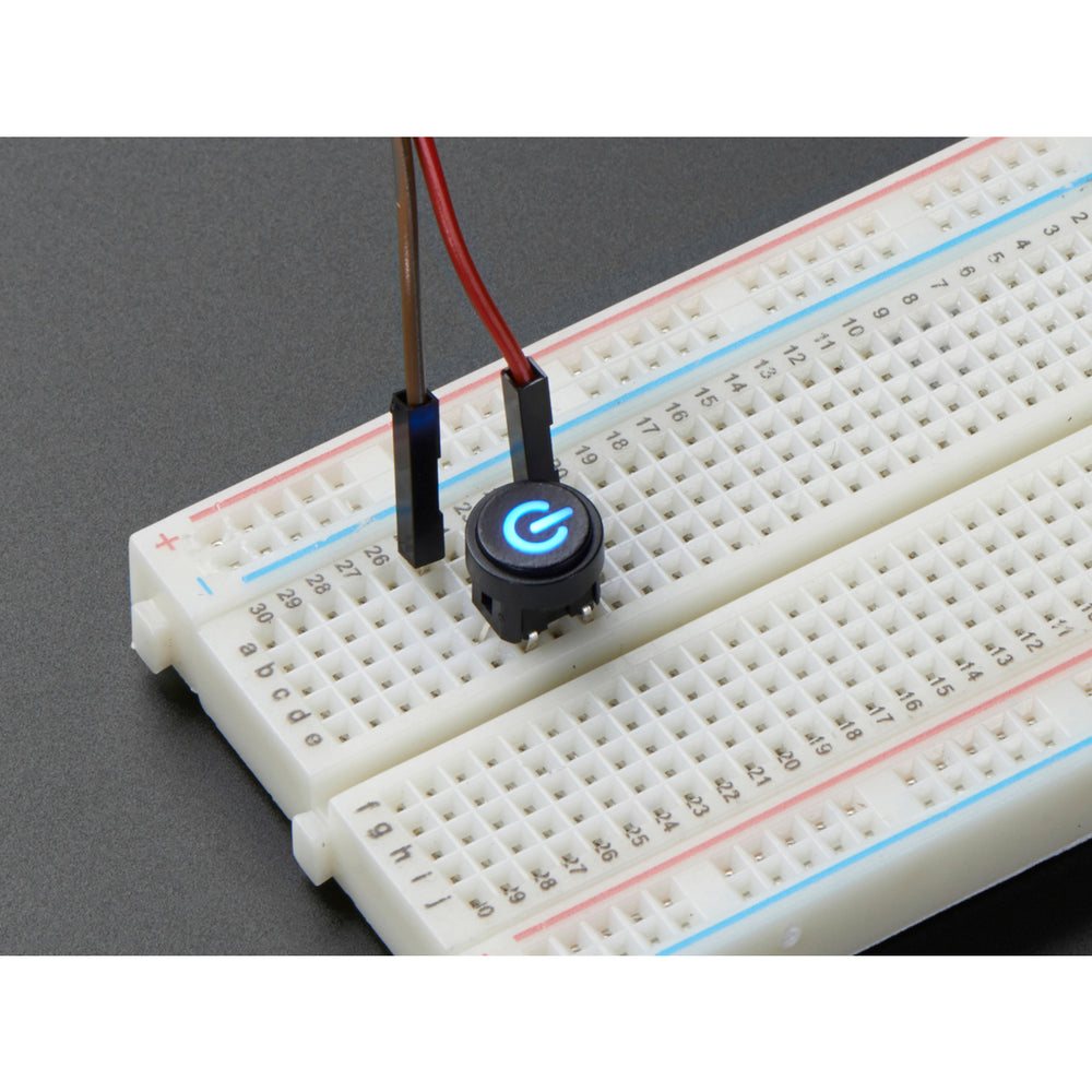 Mini Illuminated Momentary Pushbutton - Blue Power Symbol