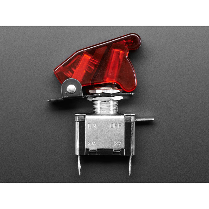 Illuminated Toggle Switch with Cover - Red