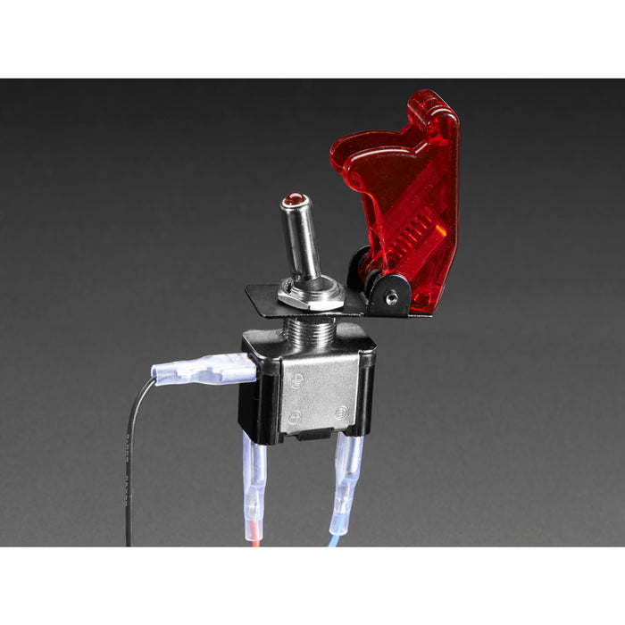 Illuminated Toggle Switch with Cover - Red